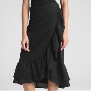 Gap linen faux wrap ruffle skirt in 10 tall
